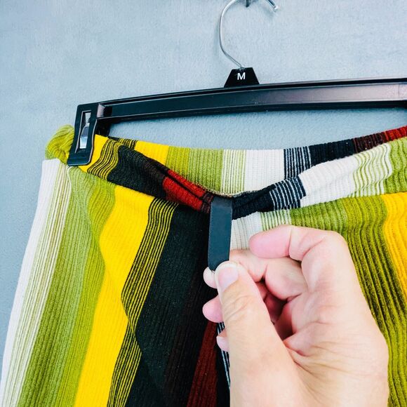 Retro 70s Boho Penny Primary Stripe Womens Sz Small High Waist Stretch Trousers - Picture 9 of 10